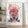 A black and orange butterfly illustration with intricate details - in a bright minimalist room with a plant and an armchair