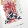 A black and orange butterfly illustration with intricate details - as a rolled, unframed print