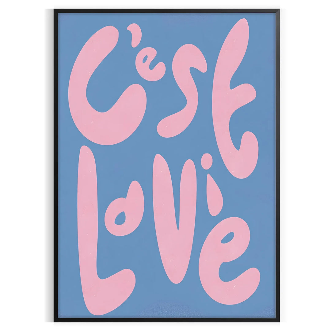 Abstract design with brown and green tones featuring the phrase 'C'est La Vie' - in a black frame