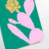 A whimsical illustration of a cactus with animal features in green and blue tones - as a rolled, unframed print