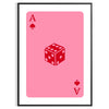 Colorful pop art style card design with bold orange and pink hues - in a black frame