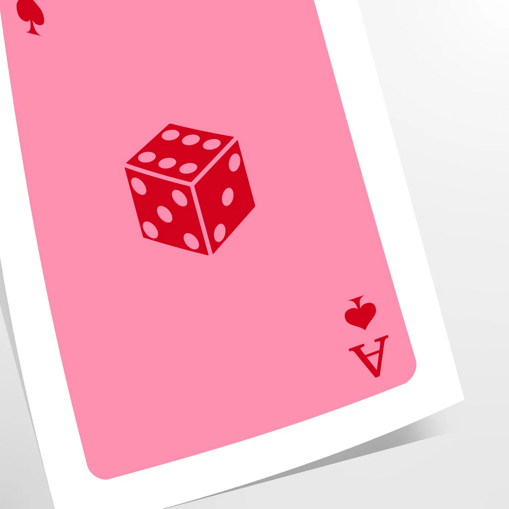 Colorful pop art style card design with bold orange and pink hues