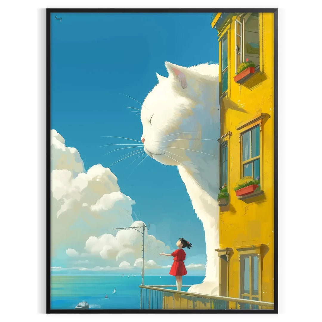 A cat gazing into space with green and blue hues