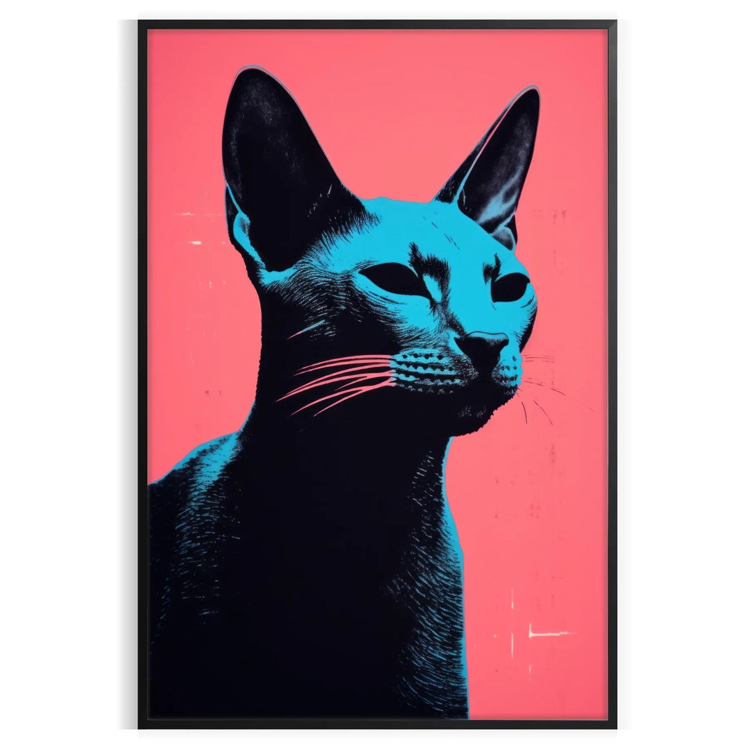 A stylized illustration of a cat in black and orange tones