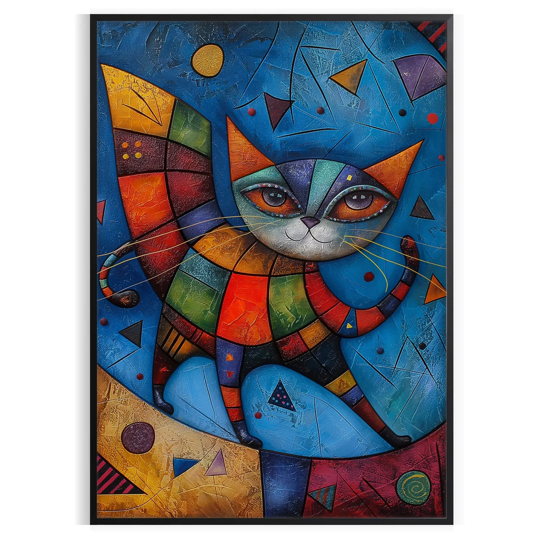 A whimsical cat in space, surrounded by green and blue hues