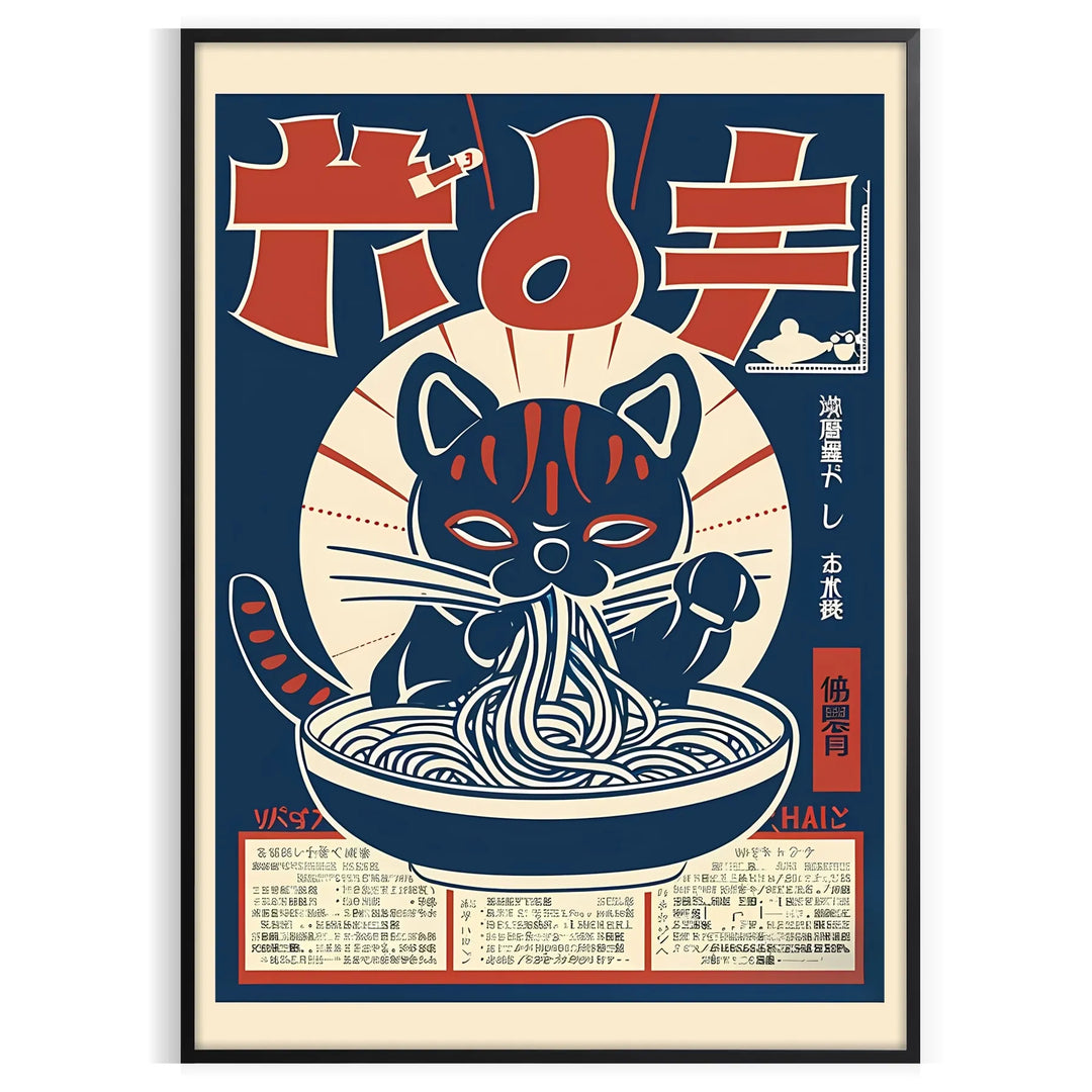 playful cats cooking ramen in a colorful kitchen setting