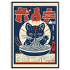 playful cats cooking ramen in a colorful kitchen setting - in a black frame