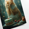 A realistic depiction of a cat in soft gray and green tones - as a rolled, unframed print