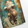 A realistic depiction of a cat with gray and green tones - as a rolled, unframed print