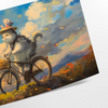 A whimsical cat in space with green and black hues - as a rolled, unframed print