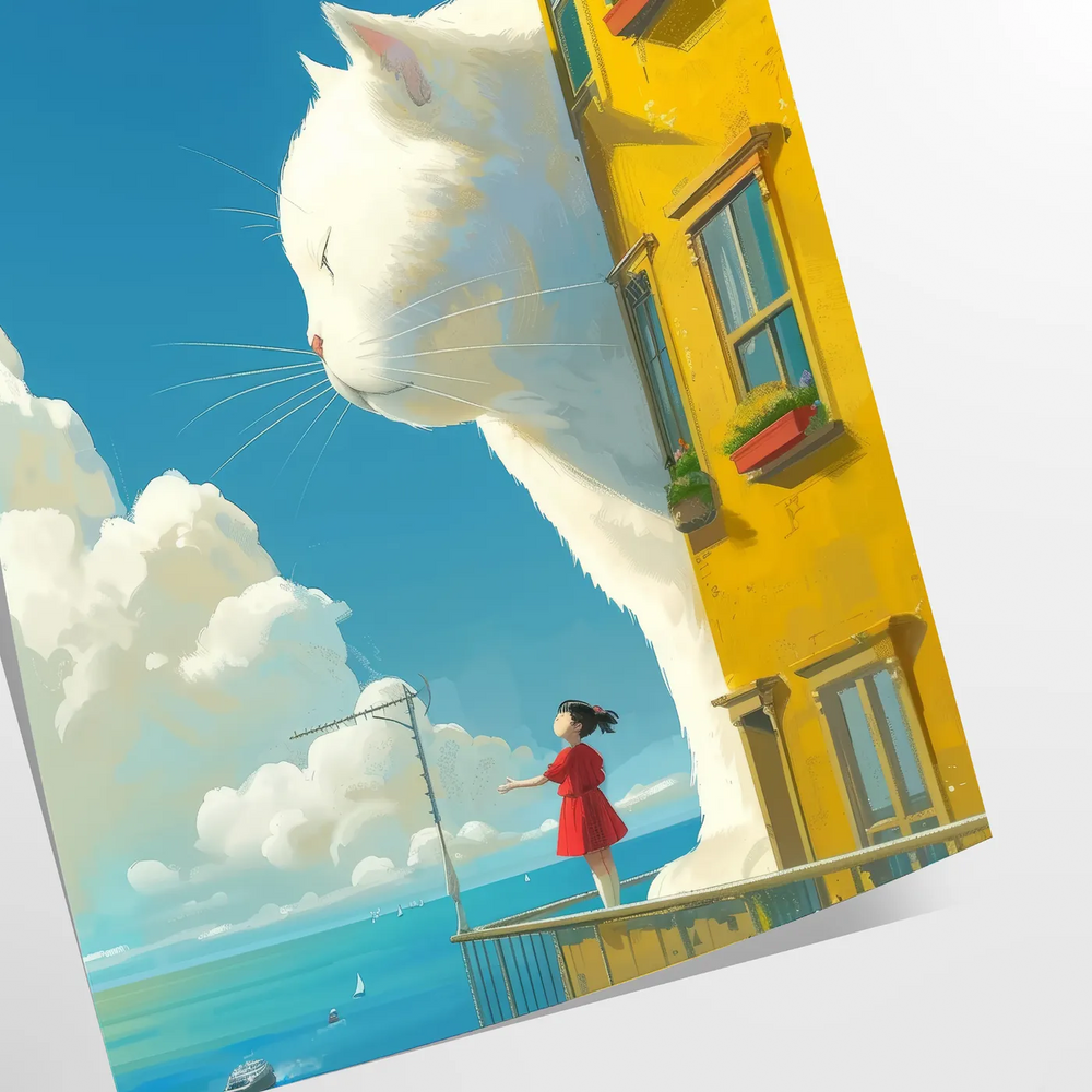 A cat gazing into space with green and blue hues
