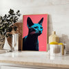 A stylized illustration of a cat in black and orange tones - styled on a counter with eucalyptus and a bowl of lemons