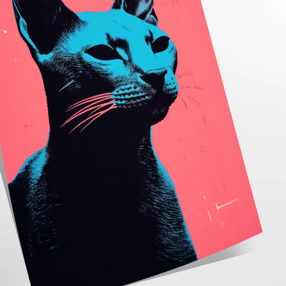 A stylized illustration of a cat in black and orange tones