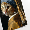 A colorful painting of a cat in a natural setting with green tones - as a rolled, unframed print