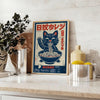 A whimsical cat chef preparing ramen in a cozy kitchen setting - styled on a counter with eucalyptus and a bowl of lemons