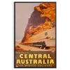 Illustration of Central Australia with warm oranges and earthy tones - in a black frame