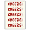 シンプルなデザインで「Cheers」の文字がグレーとホワイトで表現されています - 黒いフレーム入り