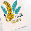 A cheetah in a dynamic pose with orange and blue tones - as a rolled, unframed print