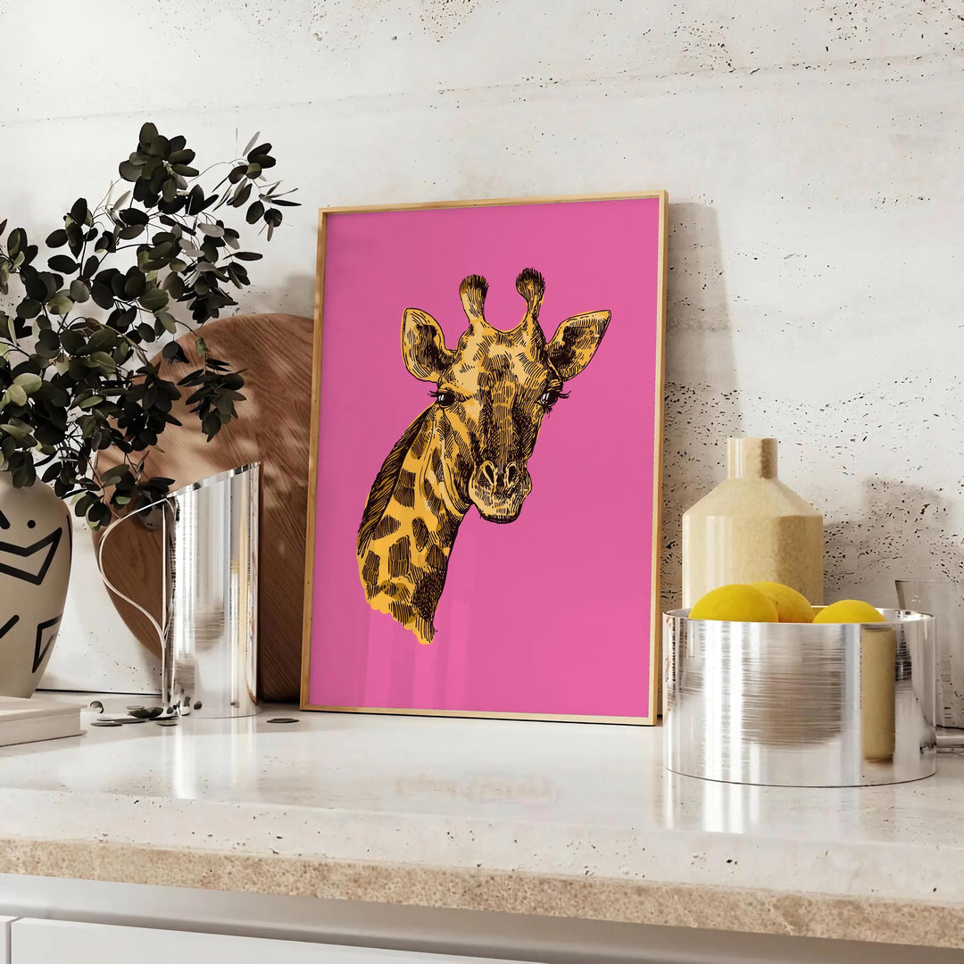 Cheetah in a natural setting with green and black tones - styled on a counter with eucalyptus and a bowl of lemons