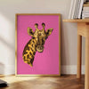 Cheetah in a natural setting with green and black tones - beside a round wooden side table with books