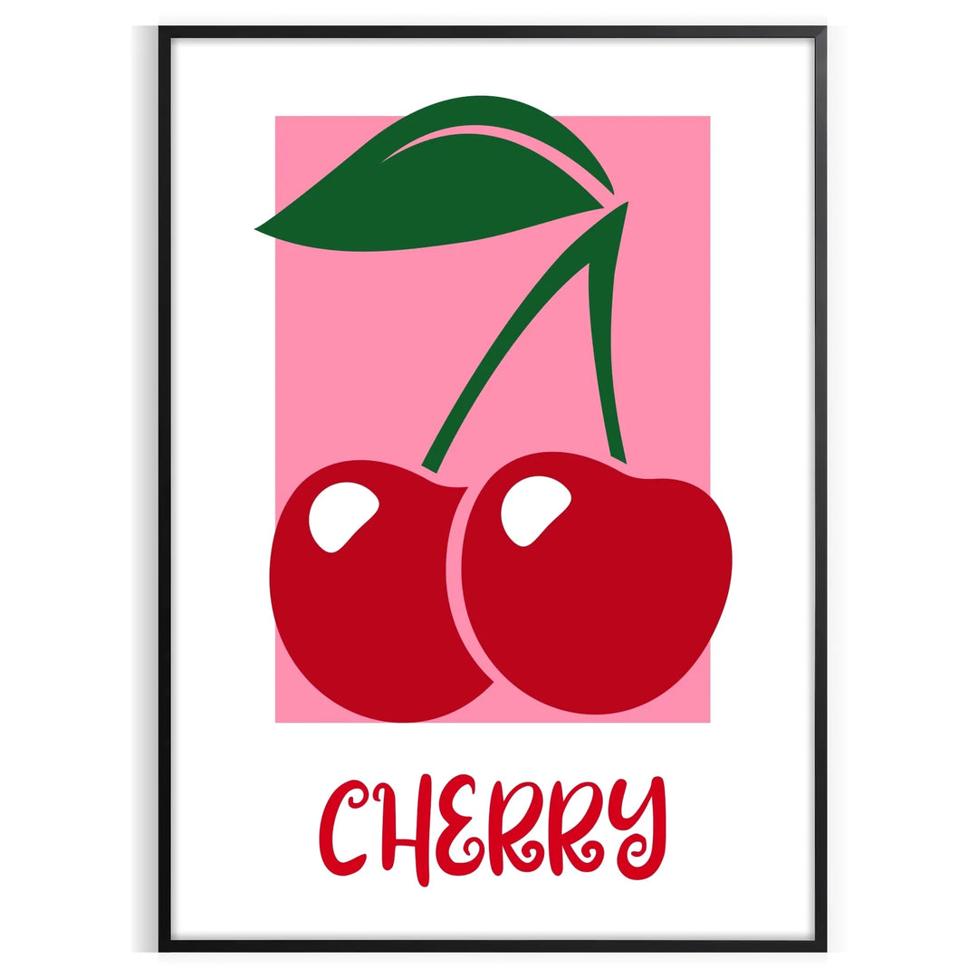 A kitchen scene featuring cherries in a harmonious blend of gray and green hues