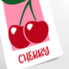 A kitchen scene featuring cherries in a harmonious blend of gray and green hues
