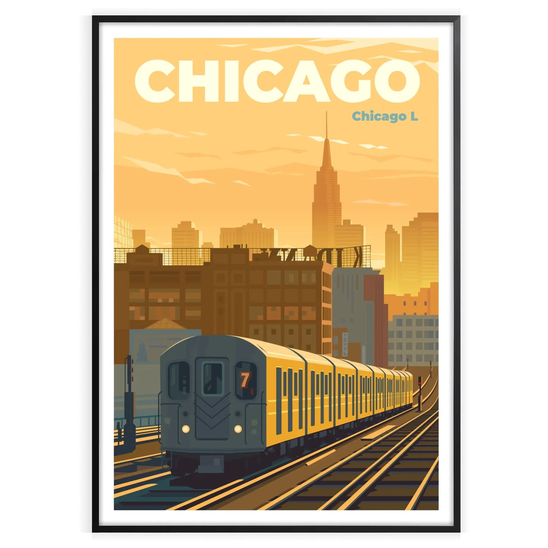 Stylized illustration of Chicago skyline with green accents