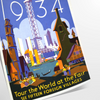 Chicago skyline in gray and orange with retro travel poster style - as a rolled, unframed print