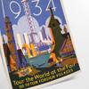 Chicago skyline with green and blue tones in a vintage travel poster style - as a rolled, unframed print