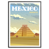 Pyramide de Chichen Itza entourée de verdure sous un ciel nuageux - dans un cadre noir