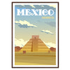 Pyramide de Chichen Itza entourée de verdure sous un ciel nuageux - dans un cadre noyer