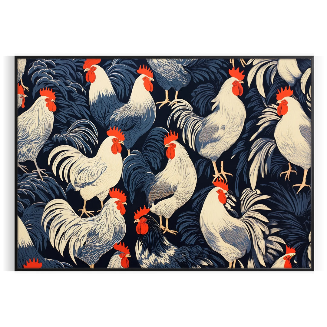 A detailed illustration of a chicken in a natural setting with earthy tones
