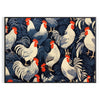 A detailed illustration of a chicken in a natural setting with earthy tones - in a black frame