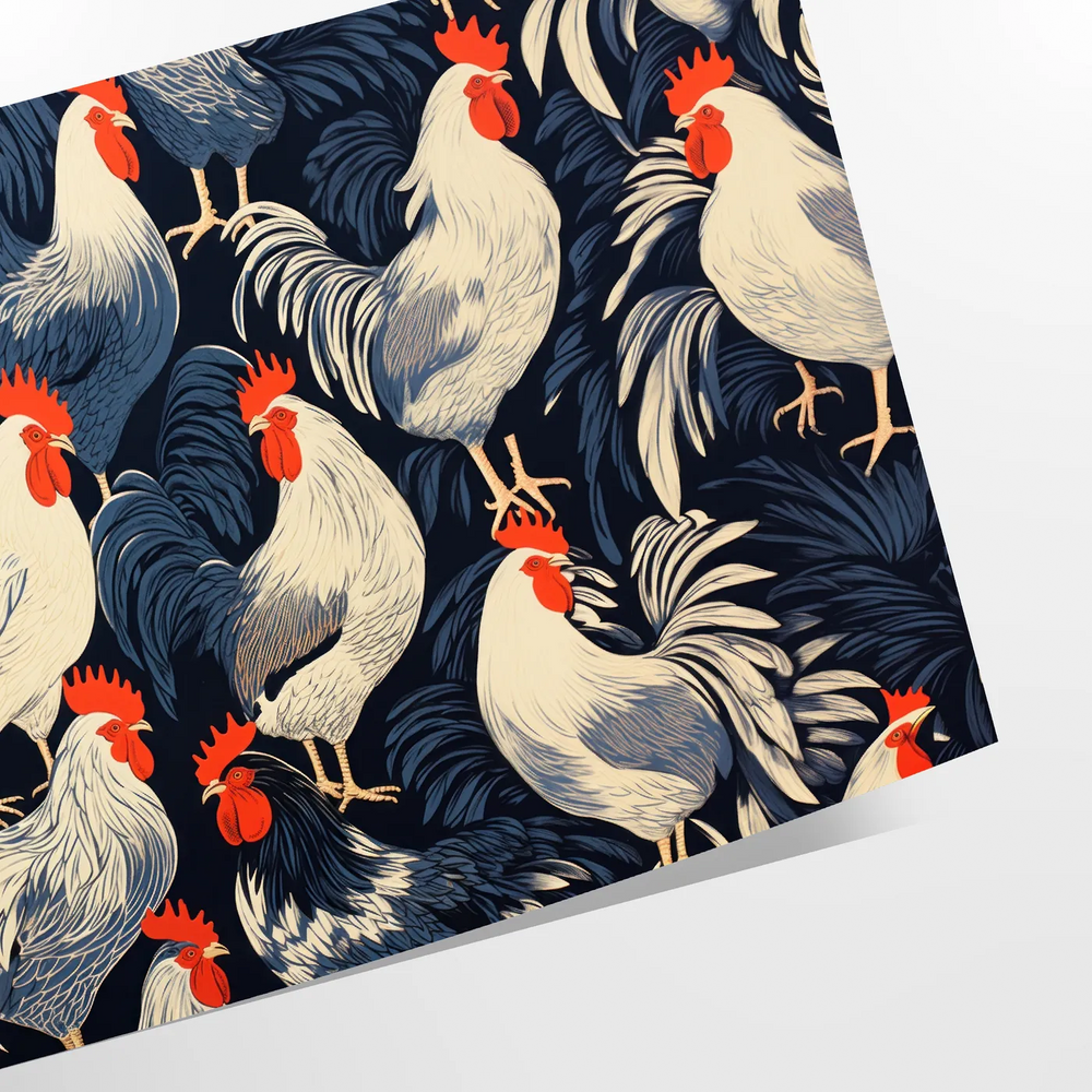 A detailed illustration of a chicken in a natural setting with earthy tones