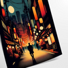 Cityscape of Japan featuring bold orange and black colors - as a rolled, unframed print