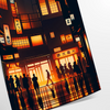 Abstract representation of a Japanese cityscape with orange and black tones - as a rolled, unframed print
