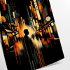 Abstract depiction of a cityscape in Japan with orange and black tones - as a rolled, unframed print