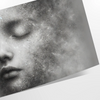 A whimsical illustration of a child floating among fluffy clouds in soft greens and grays - as a rolled, unframed print