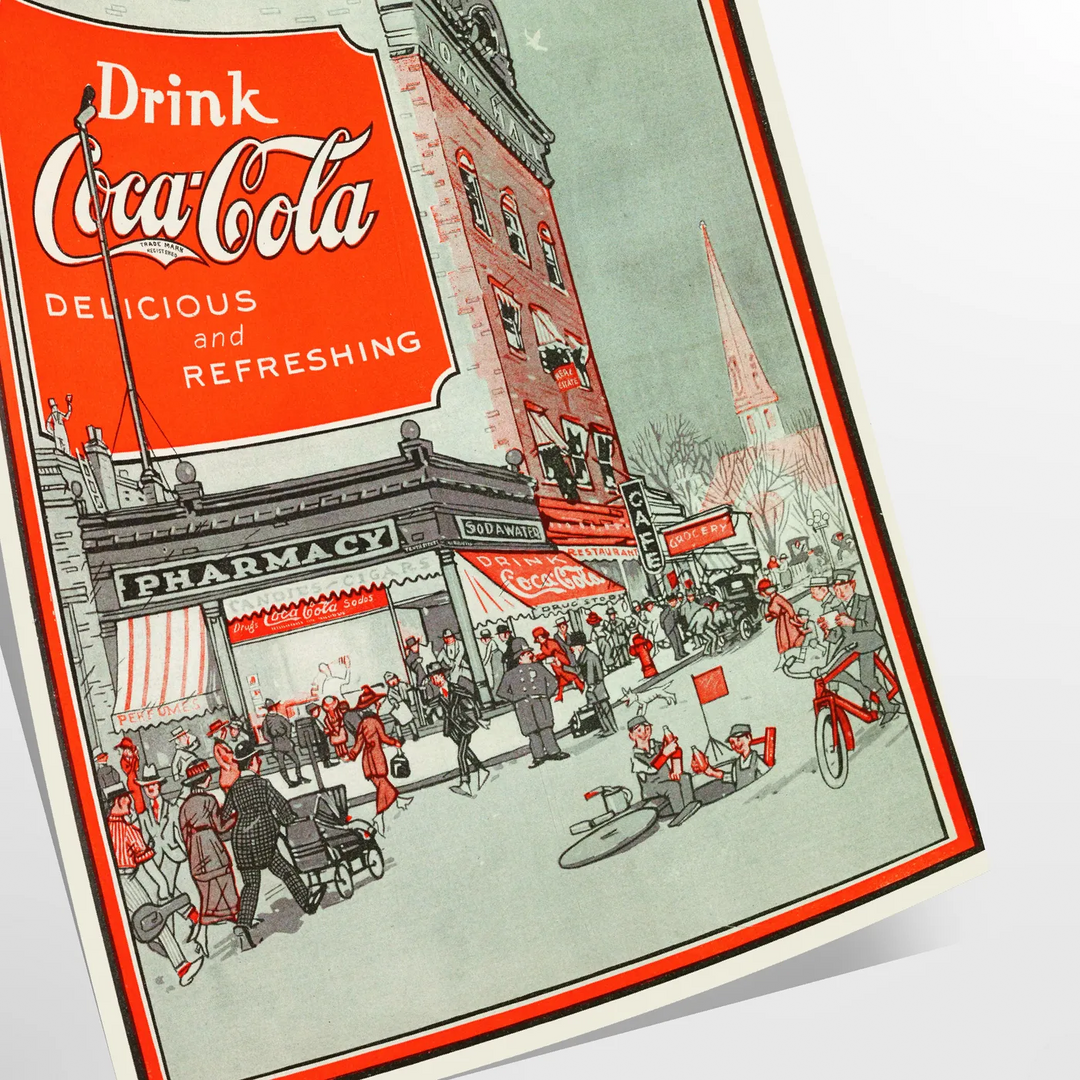 Retro plakat pubu Coca Cola w kolorze czarnym i zielonym - jako zwinięty wydruk bez ramy