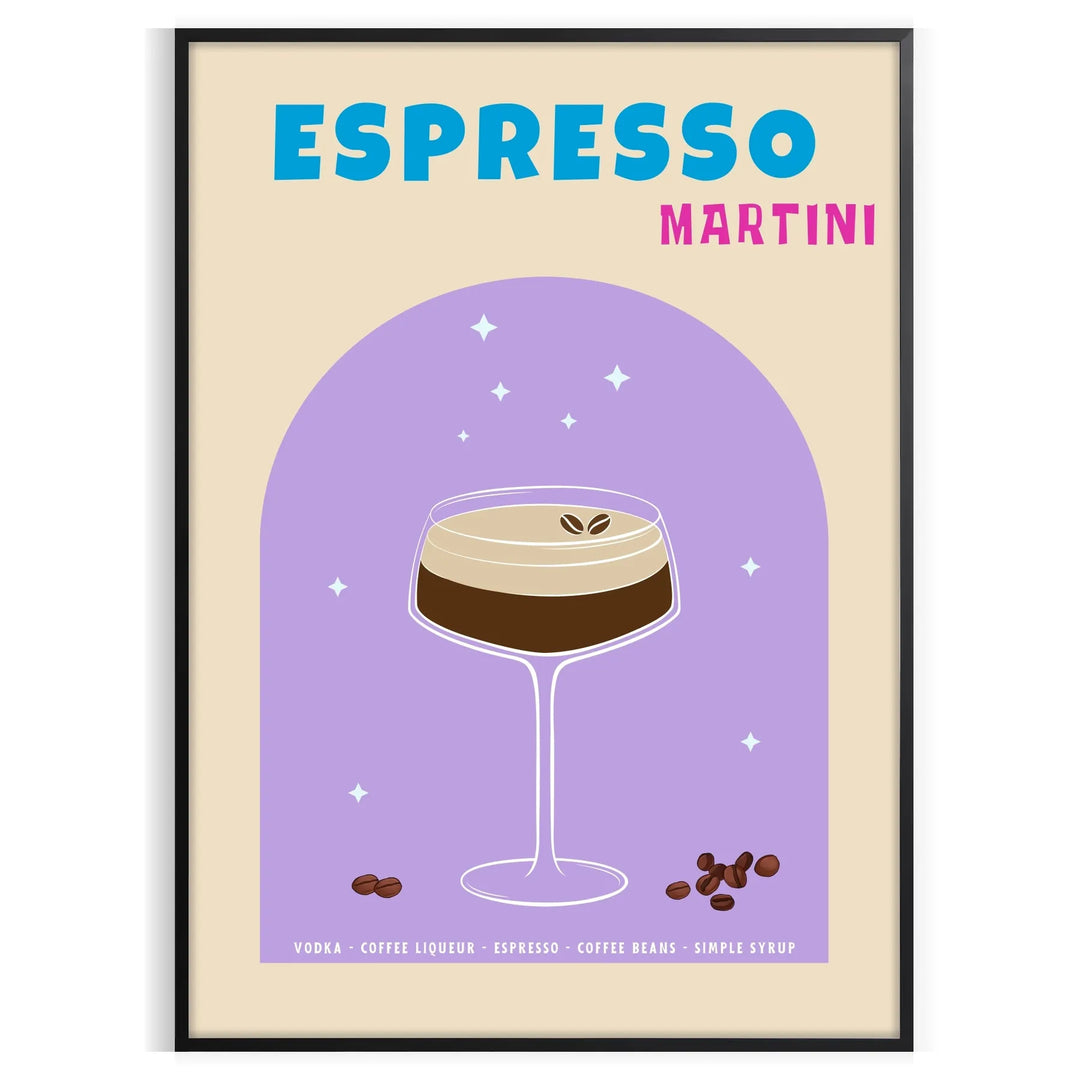 Abstract depiction of an Espresso Martini with blue and purple tones