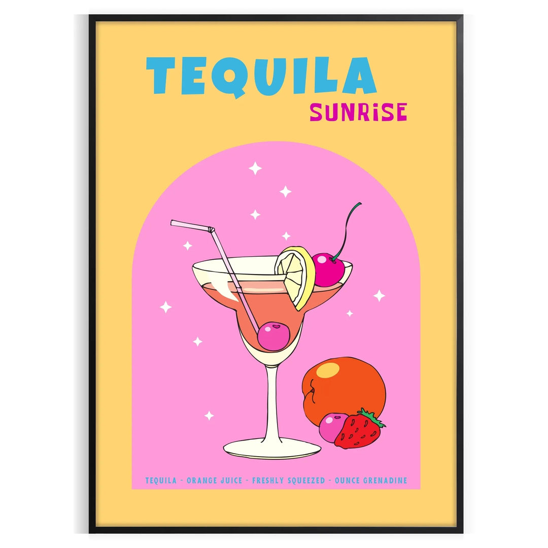illustration of a Tequila Sunrise cocktail with orange and yellow gradients