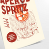 Une illustration de cocktail spritz dans des tons gris et rouges