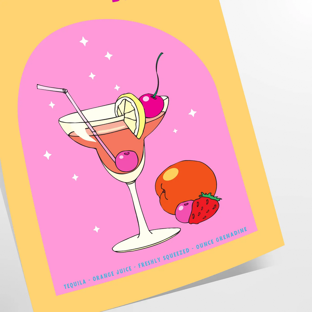 illustration of a Tequila Sunrise cocktail with orange and yellow gradients