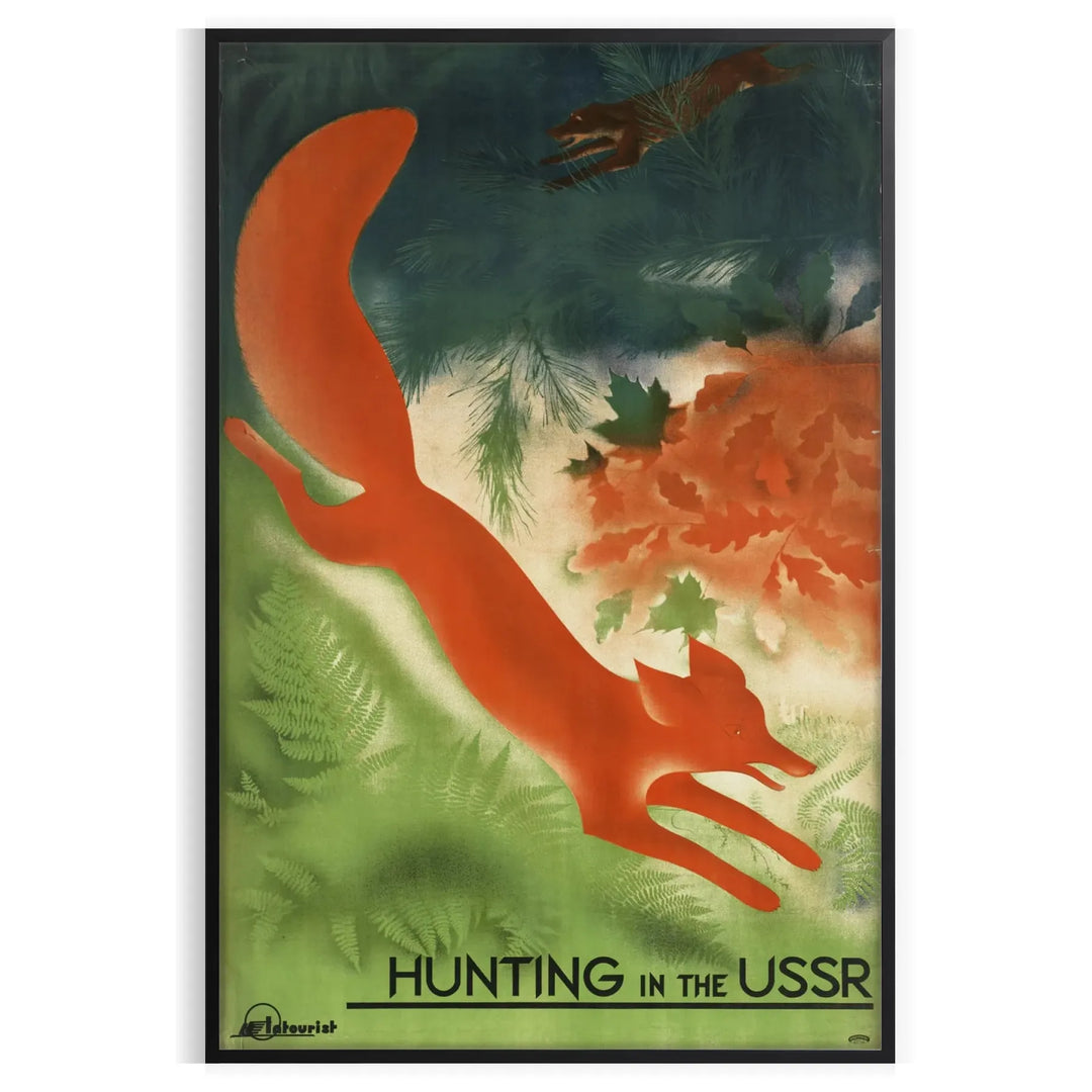 A vintage travel poster featuring communist themes in gray and brown tones