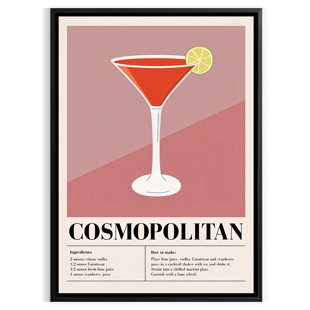 Cosmopolitan cocktail in a glass against a cosmic background