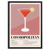 Cocktail cosmopolita in un bicchiere su uno sfondo cosmico - in una cornice nera