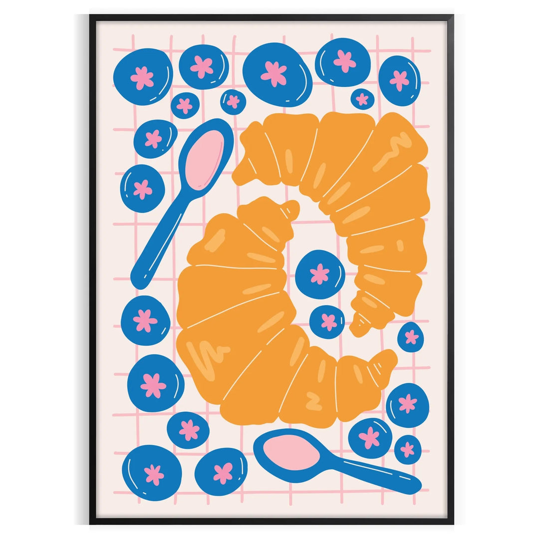 A warm-toned illustration of croissants on a kitchen table