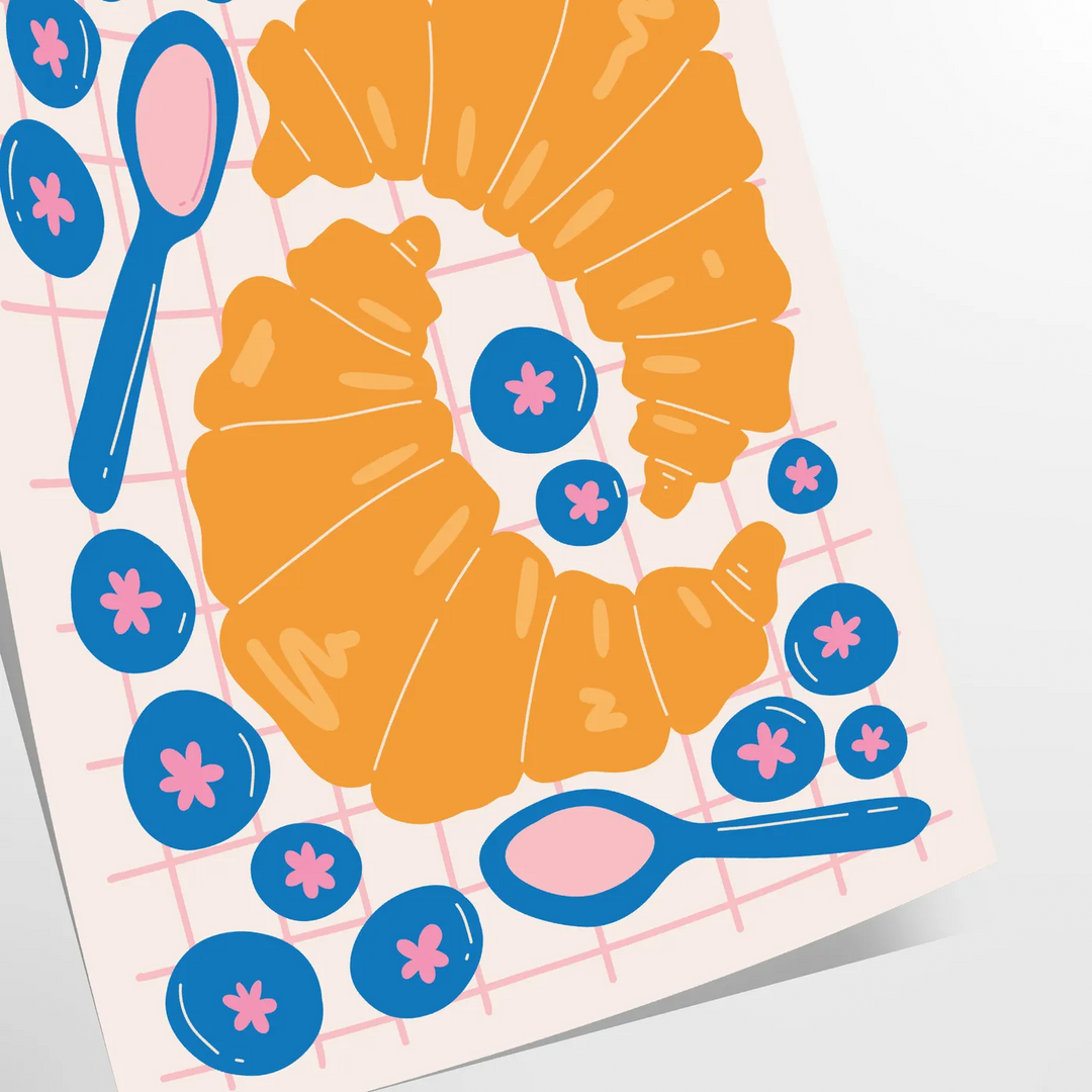 Ciepła ilustracja croissantów na stole kuchennym