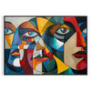 Geometric shapes in green and gray, reflecting Cubism style - in a black frame