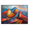 Cubist composition featuring geometric shapes in shades of green and blue - in a black frame